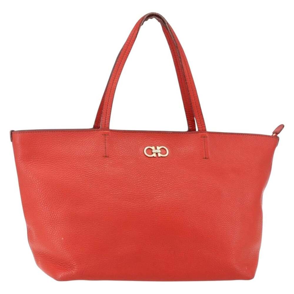 Salvatore Ferragamo Leather Tote Bag Red